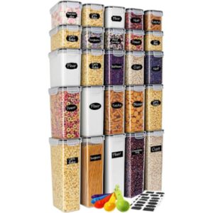 Amazon clear container set used for organizing pantry staples like pasta and cereal