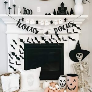 Handmade Halloween paper garlands with bat and ghost cutouts for fun and festive decor