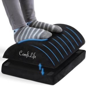 Ergonomic foot rest for under the desk to improve posture and reduce fatigue.