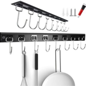 Amazon adhesive hanging hooks holding kitchen tools inside pantry door