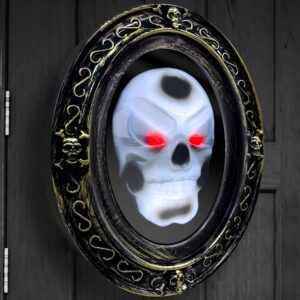 Vintage-style haunted portraits with flickering eyes and motion sensors for Halloween wall decor. Halloween Decor