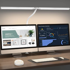 Adjustable LED desk lamp with brightness and color settings for eye-friendly lighting. Best Amazon office must-have.