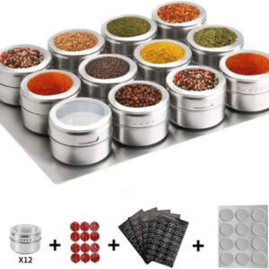 Magnetic spice rack from Amazon keeping jars off the shelf in a small pantry