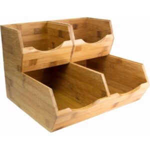 Stackable food storage bins from Amazon organizing dry goods in a small pantry