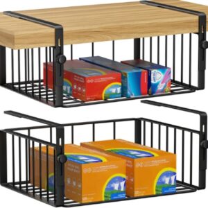 Amazon under-shelf baskets adding vertical storage to a small pantry