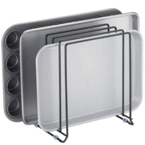 Amazon vertical pan organizer storing trays and cutting boards in pantry