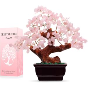 Rose quartz tree Secret Santa gift for coworkers, decorative office gift, unique desk accessory