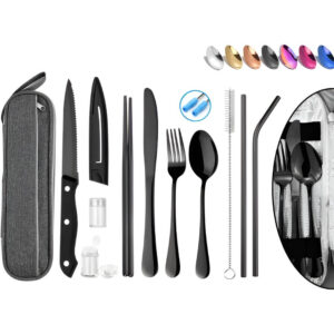 Travel utensil set Secret Santa gift for coworkers, eco-friendly office gift, practical desk accessory