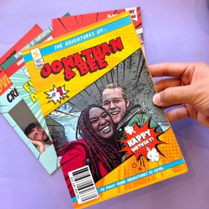 Personalized comic book Christmas gift for dad featuring him as the hero