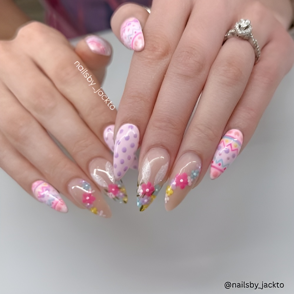 Easter Nail Ideas featuring pastel colors and a soft spring manicure design