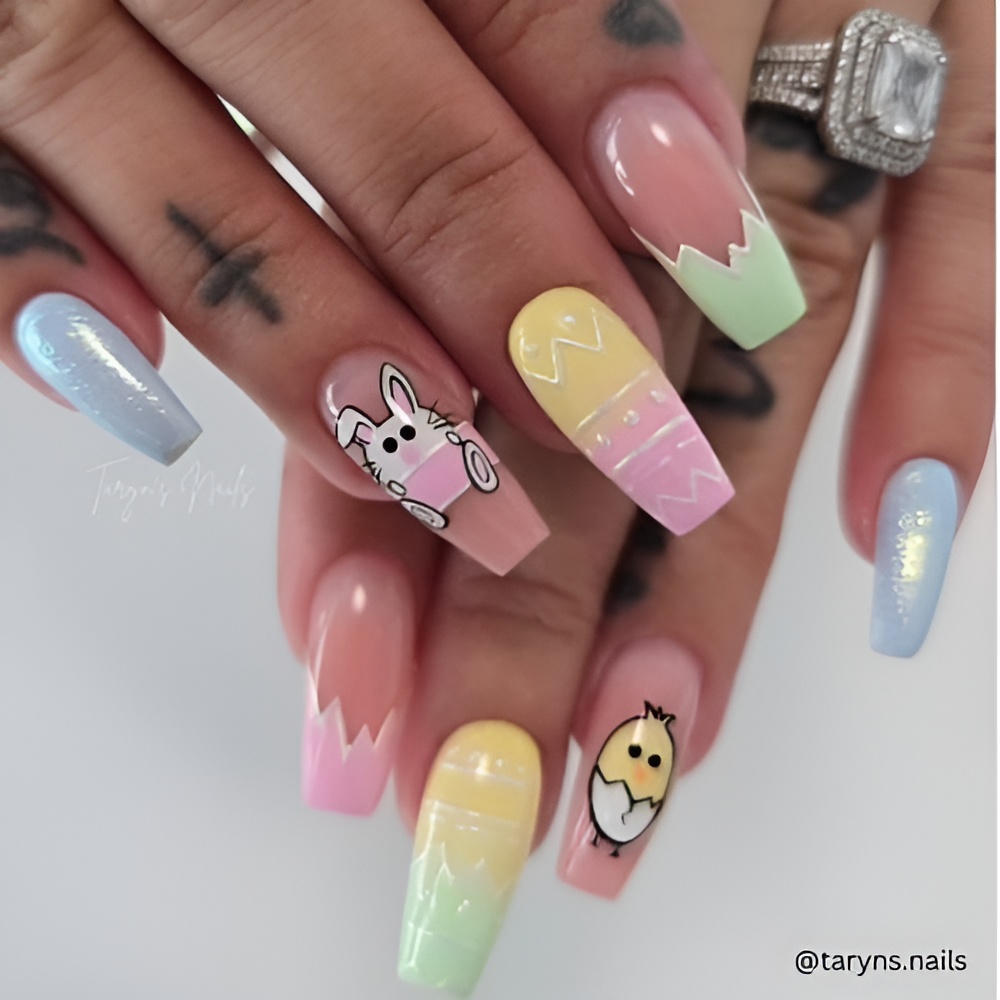 Easter Nail Ideas featuring pastel colors and a soft spring manicure design
