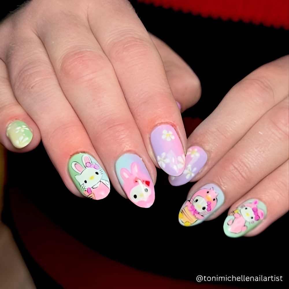 Easter Nail Ideas featuring pastel colors and a soft spring manicure design