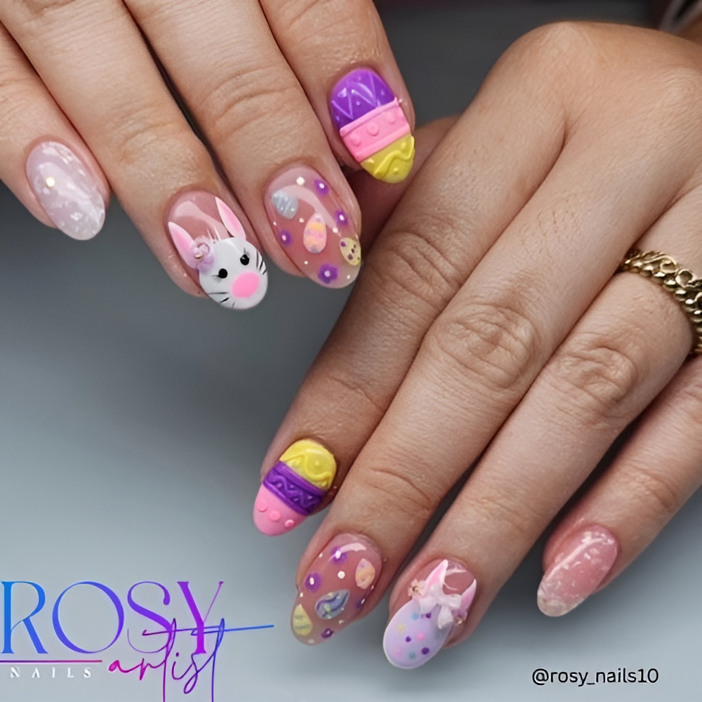 Easter Nail Ideas featuring pastel colors and a soft spring manicure design